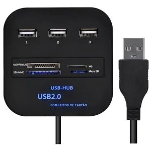 Hub Usb2.0 3portas+leitor De Cartão Memória Sd Total 7portas
