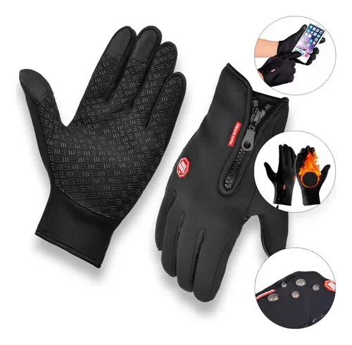 Par Luva Motoqueiro Térmica E Impermeável Com Touch Screen Cor Preto Tamanho Único