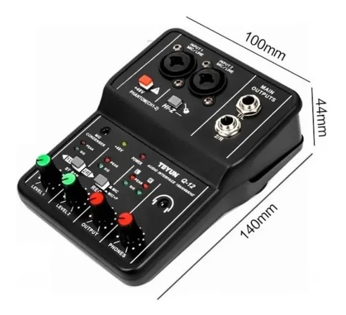 Mesa Mixer Placa De Som Teyun Q-12 Interface De Audio Usb Pc