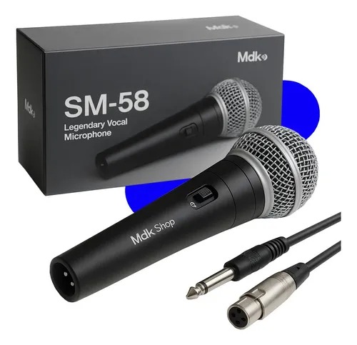 Microfone Com Fio Dinâmico Profissional Metal Karaoke Igreja Cor Preto MICGEEK