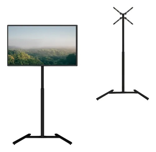 Suporte Chão Piso Pedestal Para Tv Com Rodas Ped Suportaço Cor Preto