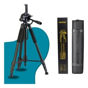 Tripé Câmera Profissional Canon 1,80 Mts + Suporte Celular 360 graus ajustável Portátil Alumínio Fotografia Live Gravaçã