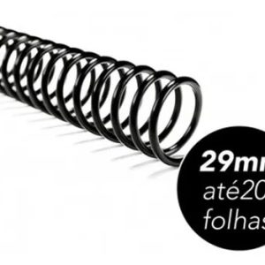 Espiral 29mm Encadernação Até 200 Folhas Preto 36 Unidades