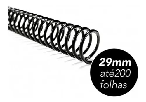 Espiral 29mm Encadernação Até 200 Folhas Preto 36 Unidades