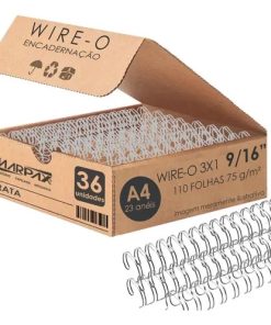 Wire-o Para Encadernação 3x1 A4 Prata 9/16 Até 110fls 36un