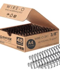 Wire-o Para Encadernação 3x1 A4 Preto 3/8 Para 60 Fls 48un