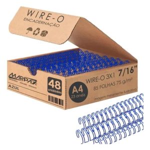 Wire-o Para Encadernação 3x1 A4 Azul 7/16 Para 85fls 48un