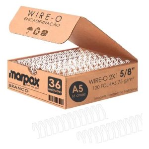 Wire-o Para Encadernação A5 5/8 2x1 Para 120fls Branco 36un