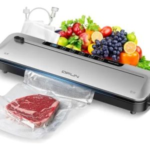 Seladora a Vácuo 6 em 1 com Temporizador Digital, Sucção 75KPa, Vedação Dupla, Compacta e Completa – Selagem Rápida e Pr