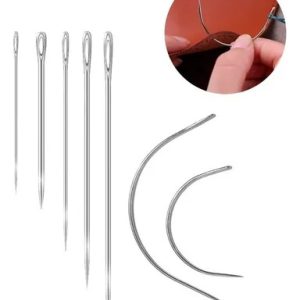 Kit Agulha Curva Grande P/ Costura Manual Roupas Couro Lona Cor Kit 7 Agulhas