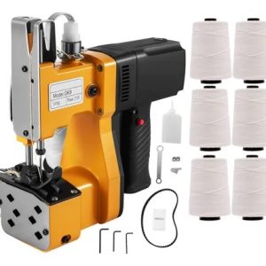 Kit Máquina Costura Saco Sacaria Portátil + 6 Linha E Agulha Cor Amarelo