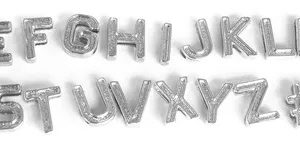 6.Alfabeto Letras Passantes Prateadas Scrapbook (28 Pçs)