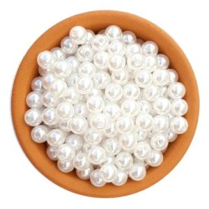 Perola Abs 8mm Com Furo Pacote 500 Gramas Full Cor Branca