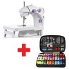 Kit 1 Mini Máquina De Costura Com Mesa E Kit De Costura Cor Branco