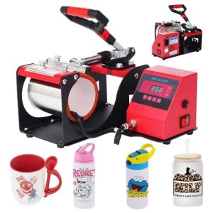 Mecolour prensa sublimadora transfer térmica cilíndrica cor preto e vermelho