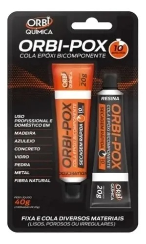 Cola Epóxi (tipo Araldite) 40g Orbi-pox 10 Minutos