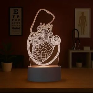 Luminária Coração Estetoscópio Para Presente Criativo Abajur