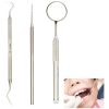 Kit Limpeza Tártaro 3 Peças Dentista Sonda Extrator Espelho