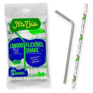 100un Canudo Bio Flexível Shake Vitaminas Strawplast 8mm F