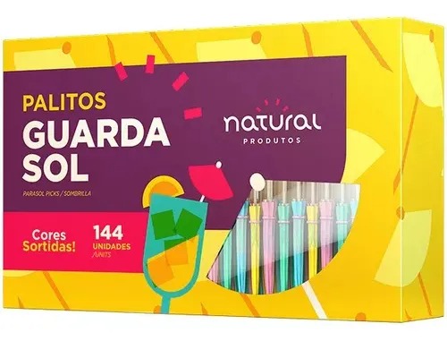 Guarda Sol/chuva Enfeite Drink Havaiano Bebida Natural C/144