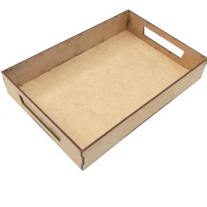 Kit 10 Bandeja Lisa Mdf Cru Retangular M Arte Café 30x20cm