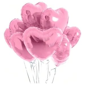 12 Balão Coração Metalizado 45cm Balões Festa 18 Polegadas Cor Rosa-claro