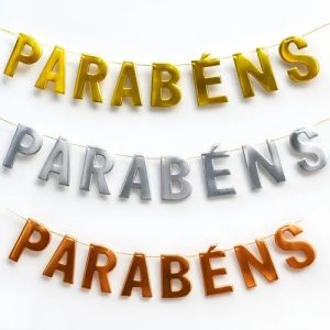Faixa Decorativa Parabéns Letras Lindas Cores Envio Imediato