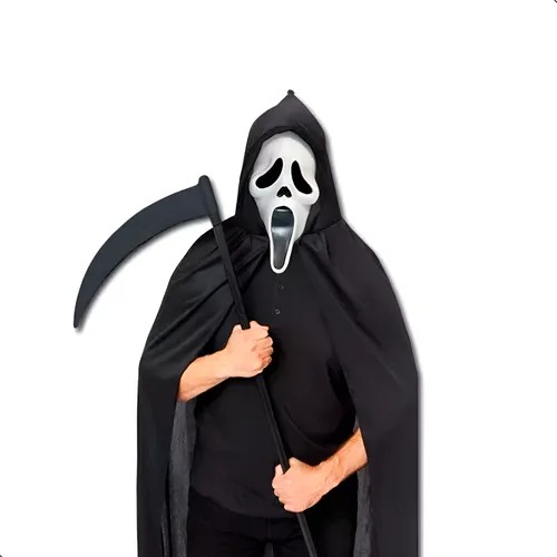 Fantasia Amostradinho Halloween Morte Roupa Máscara Foice
