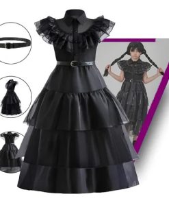 Vestido Wandinha Addams Fantasia Infantil Festa Halloween