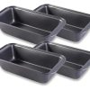 Kit Com 4 Formas Antiaderentes 27,5cm P/ Pães Bolo Inglês Cor Preto