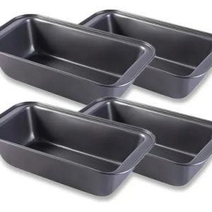 Kit Com 4 Formas Antiaderentes 27,5cm P/ Pães Bolo Inglês Cor Preto