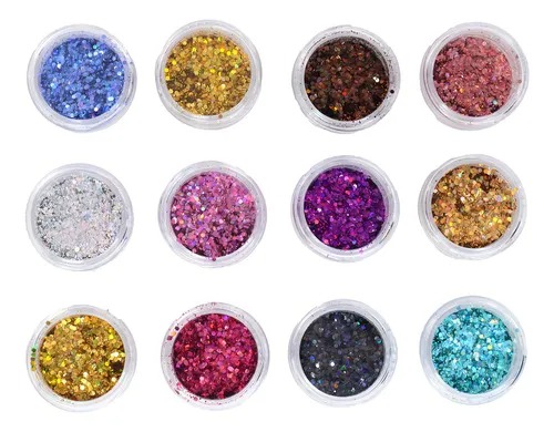 12 Glitter Encapsulado Flocado Pedrarias Caviar Strass Unhas Cor HS-669