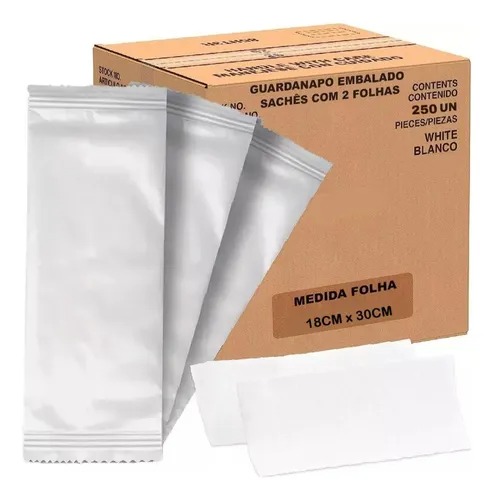 Guardanapo Embalado Caixa Com 500 Guardanapos 250 Sachê