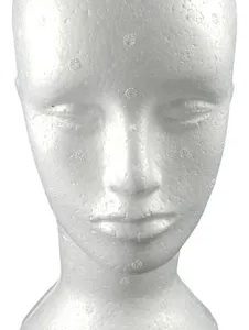 Porta Peruca Em Isopor - Manequim P/ Chapéu, Óculos 1 Un Cor Branco