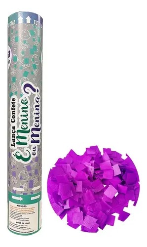 Bastão Lança Confete Chá Revelação Roxo 30cm 1 Unidade