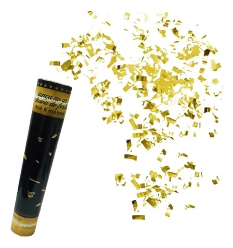 6 Lanças Confetes Dourado Ou Prata 30 Cm - Silver Festas