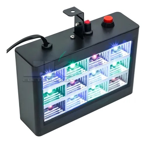 Strobo Rítmico 12 Leds Rgb 15w Dj Iluminação Festa Balada