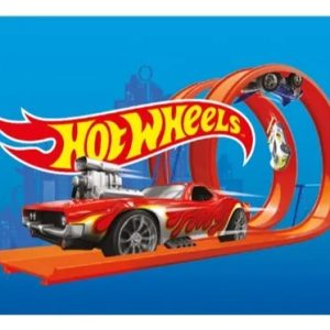 Painel Decorativo Em Tnt Hot Wheels 1,40 X 1,03m Festcolor Cor Azul Vermelho E Amarelo