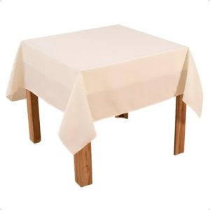 Kit 5 Toalha De Mesa Quadrada 1,50x1,50 Em Oxford Lisa Lavável Para Festa Buffet Palha