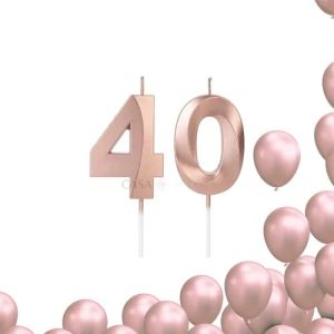 Kit 2 Velas De Aniversario Numero Rose Gold Idades Diversas