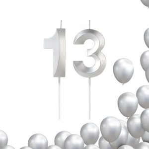 2 Velas De Aniversario Numero Prata Design Idades Diversas