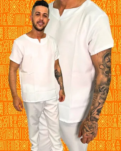 Roupa Branca Conjunto Masculino Umbanda Candomblé 2 Peças