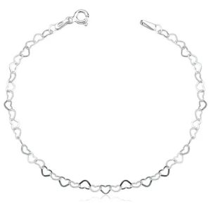 Pulseira Com Elos De Coração Aqua Jóias Prata 925