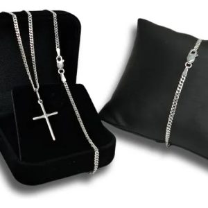Corrente Prata 925 Masculina Legítima + Pulseira E Pingente