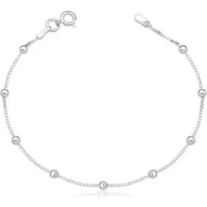 Promoção Pulseira Prata Legitima 925 Bola Bolinha Delicada Comprimento 19 cm Cor Prateado