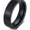 Anel Masculino Feminino Titanium Preto Aço Inoxidável 6mm