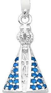 Pingente Pulseira Nossa Sra Aparecida Azul Prata 925