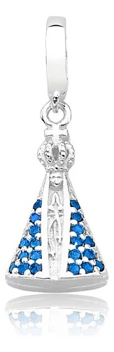 Pingente Pulseira Nossa Sra Aparecida Azul Prata 925