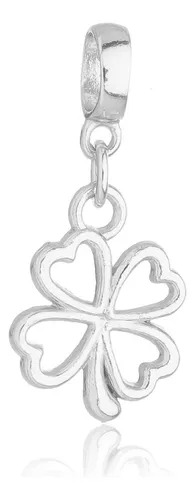 Berloque Trevo 4 Folhas Sorte Banhado A Prata 925 Premium