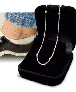 Tornozeleira De Luxo Bolinha Feminina Prata 925 Legítima Comprimento 24 cm Diâmetro 24 cm